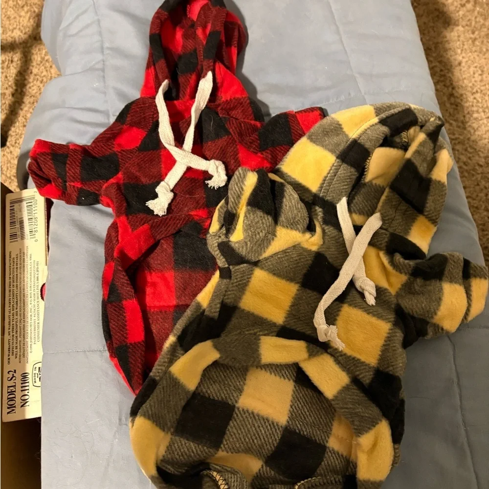 Plaid Doggie Hoodie Set - Red and Yellow Medium